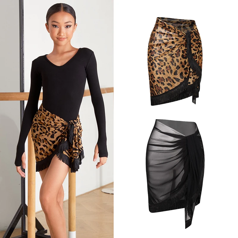 

ZYM Latin Dance Skirts For Girls Sexy Mesh Tassel Skirt Chacha Rumba Tango Dress Children Modern Latin Performance Wear DQS17706