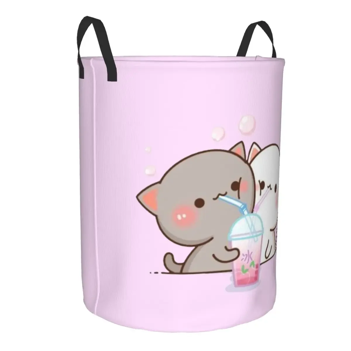 Customized Couple Mochi Cat Peach and Goma Laundry Basket Foldable Large Clothes Storage Bin Baby Hamper