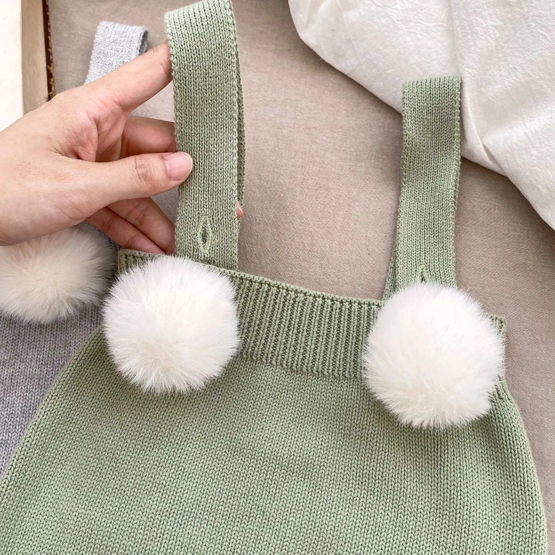 0-3T Newborn Kid Baby Girl Autumn Winter Clothes Knit Sweater Baby Romper Sleeveless Tank Suspender Jumpsuit Cute Outfit