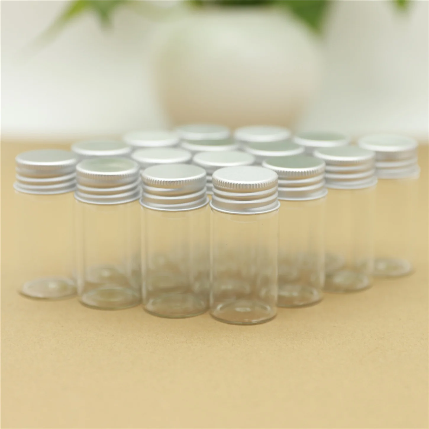 Sealed Glass Bottle 50 PCS 20*30*60mm 25ml Small Vial Aluminum Caps Tiny Empty Jars Containers Transparent Wishing Glass Bottle