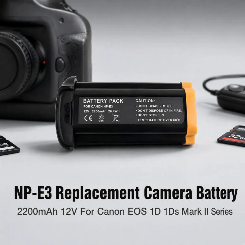 NP‑E3 12V 2200mAh 26.4Wh Ni‑MH Replacement Battery For Canon EOS‑1D 1Ds 1D Mark II 1Ds Mark II 1D Mark II N