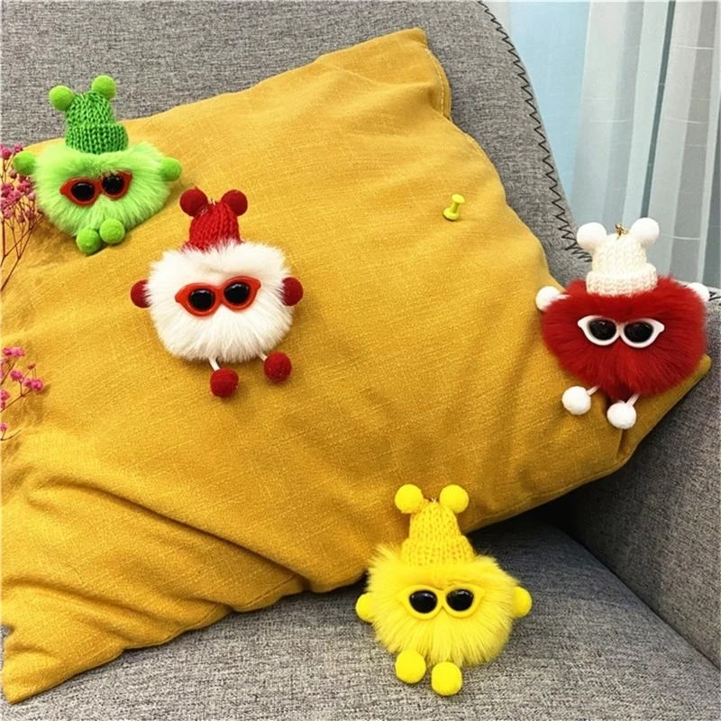 Porte-clés pompon mignon, boules fourrure, porte-clés en peluche, porte-clés pendentif mignon, 15UB