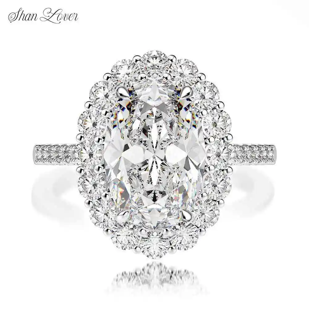 

ShanLover Luxury Brand Designer 4.5ct Moissanite Diamond Rings 925 Sterling Silver Jewelry For Woman Gemstones Moissanite Ring