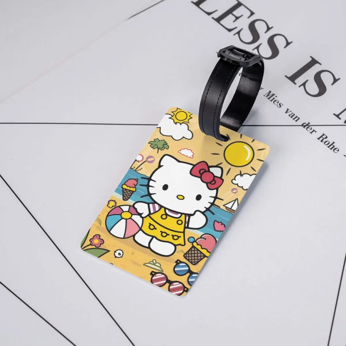 مخصص مضحك مرحبا كيتي القط الأمتعة العلامة مع بطاقة الاسم مانغا الكرتون غطاء الخصوصية معرف التسمية لحقيبة السفر