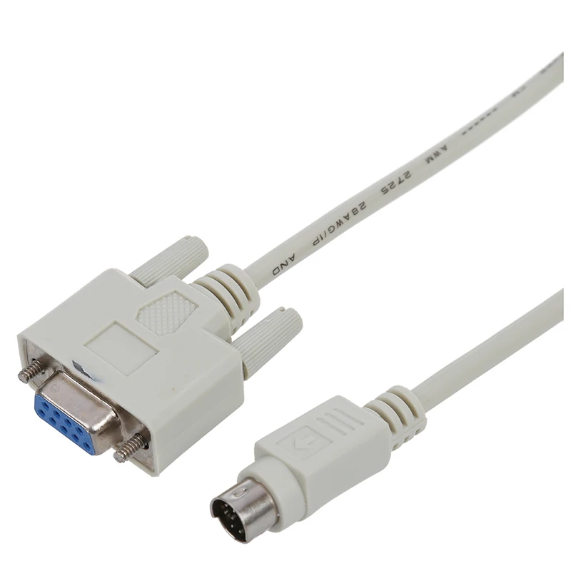 DB9P to 8P Mini Din RS232 Download Cable White 8.2 Ft for PLC DVP-EH