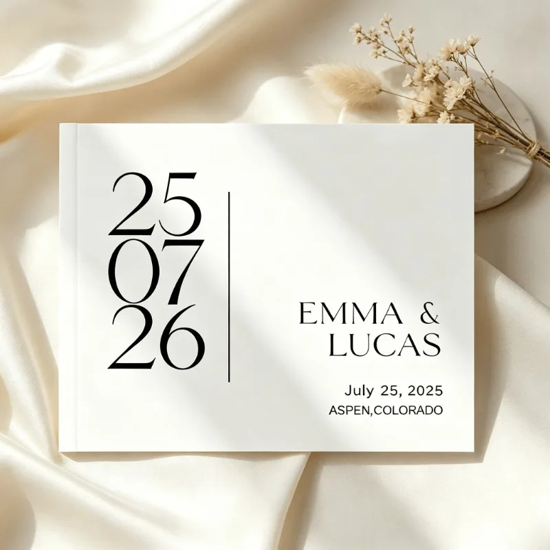 Custom Wedding Guest Book, Guest Book - Elegant Easy Design,Personalized Text And Patterns,Suitable for Weddings, Graduation