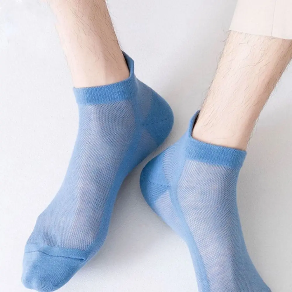 Simple Daily Mesh Socks Summer Comfortable Non-Slip Hosiery Breathable Thin Invisible Socks Sweat-absorbent Hosiery