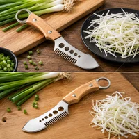 WXCOO Stainless Steel Scallion Slicer Multifunctional Fish Scale Knife Hand Forged Kitchen Butcher Knife with Wood Handle 4