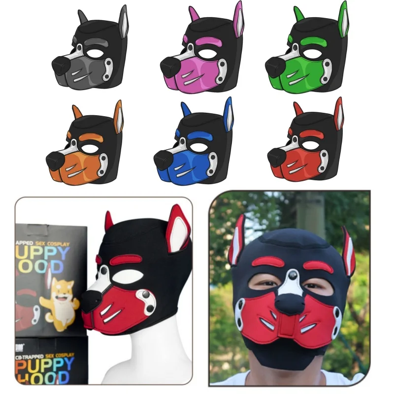 New Puppy Cosplay Costumes of M L Size Brand Padded Rubber Full Head Fetish Hood Mask for Dog Role play Games Party Accessories