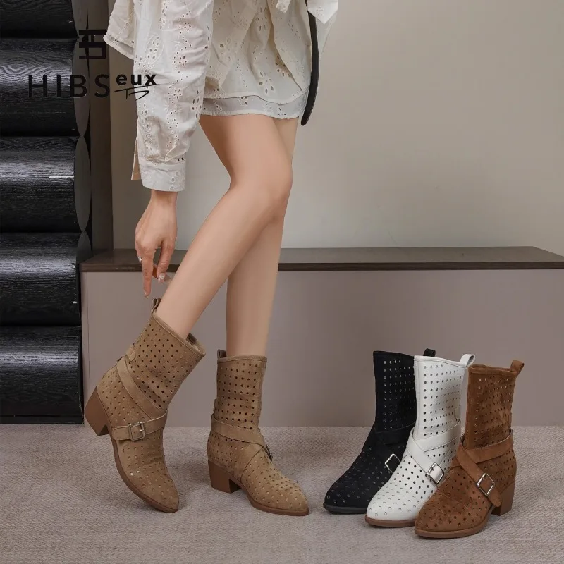 

Женские ботильоны в ретро-стиле с вырезами, на массивном каблуке, дышащие, модные сандалии