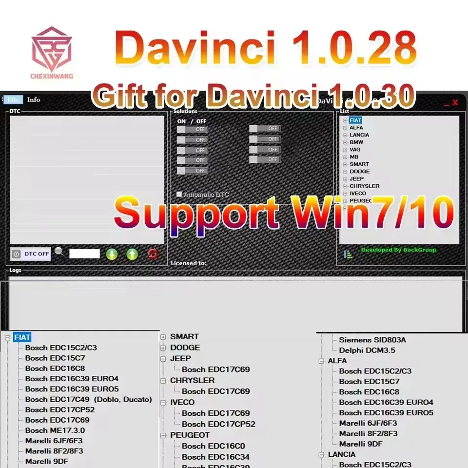

Newest 2024 Davinci 1.0.28 PRO Software Support Win 7/10/11 Davinci 1.0.30 Work on KESS/KTAG