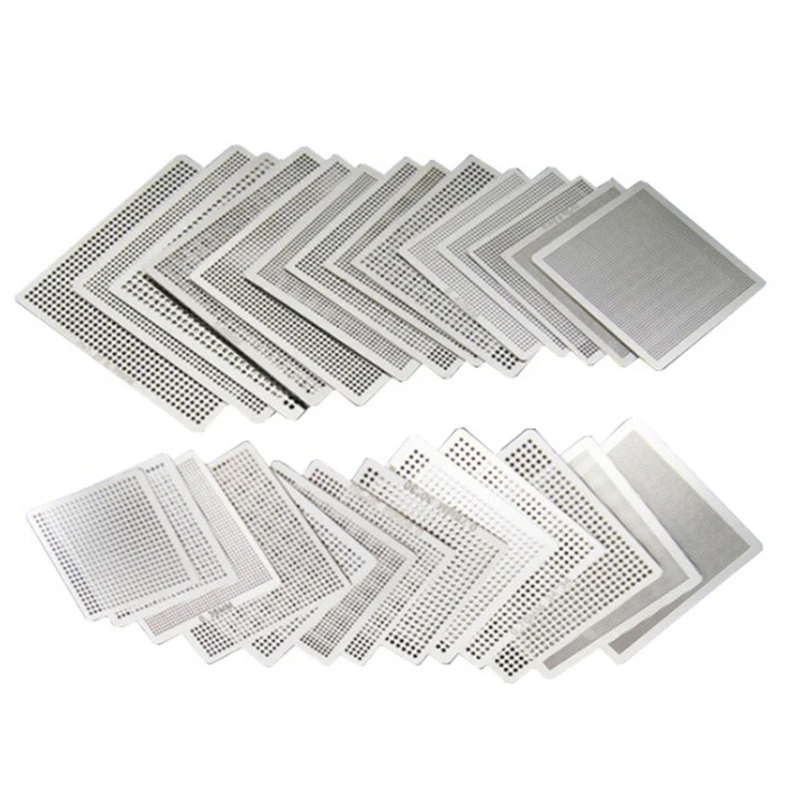 36Pcs Commonly Used Laptop Repair Steel Mesh,BGA Reballing Tin Net,Graphics Card Stencils,BGA Reballing Stencil CPU Chip