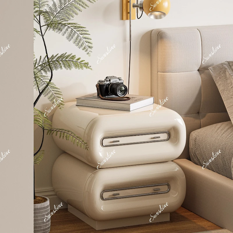 

Cream white tone double bedside table household ins wind bedroom bedside table removable locker