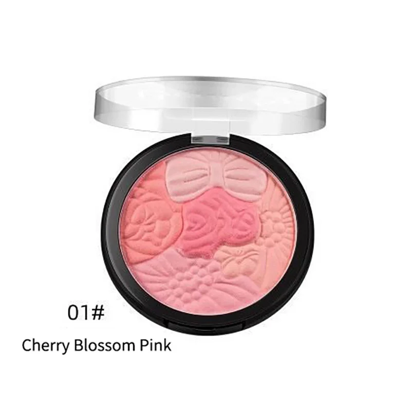 5 Flower Embossed 5 Tones Blush for Highlight Bronzer Face and Blusher Shimmer Makeup