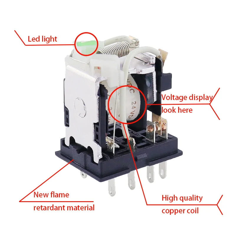 10PCS new pattern AC 12V 24V 36V 48V 110V 220V 380V electromagnetic relay With LED indicator HH52P MY2 series  HH52P-L MY2NJ