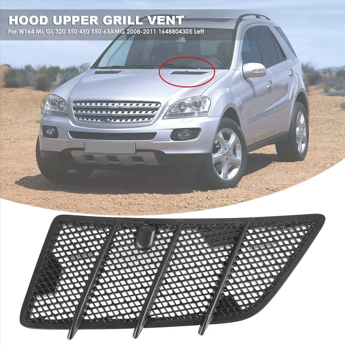 Mega Sale Car Hood Upper Air Vent Grille Cover Trim for Mercedes Benz W164 ML GL 320 350 450 550 63AMG 2008-2011 1648804305 Lef