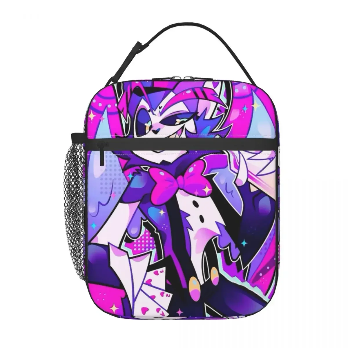 

Custom H-Hazbins Angel Dust Cartoon Love Cute Portable Lunch Boxes for Women Cooler Thermal Food Insulated Lunch Bag