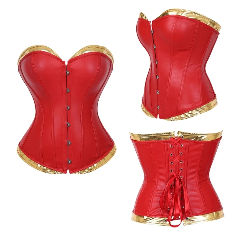 Corset Top Full Breast Bustier Laceup Cintura Cincher Traje Acessório