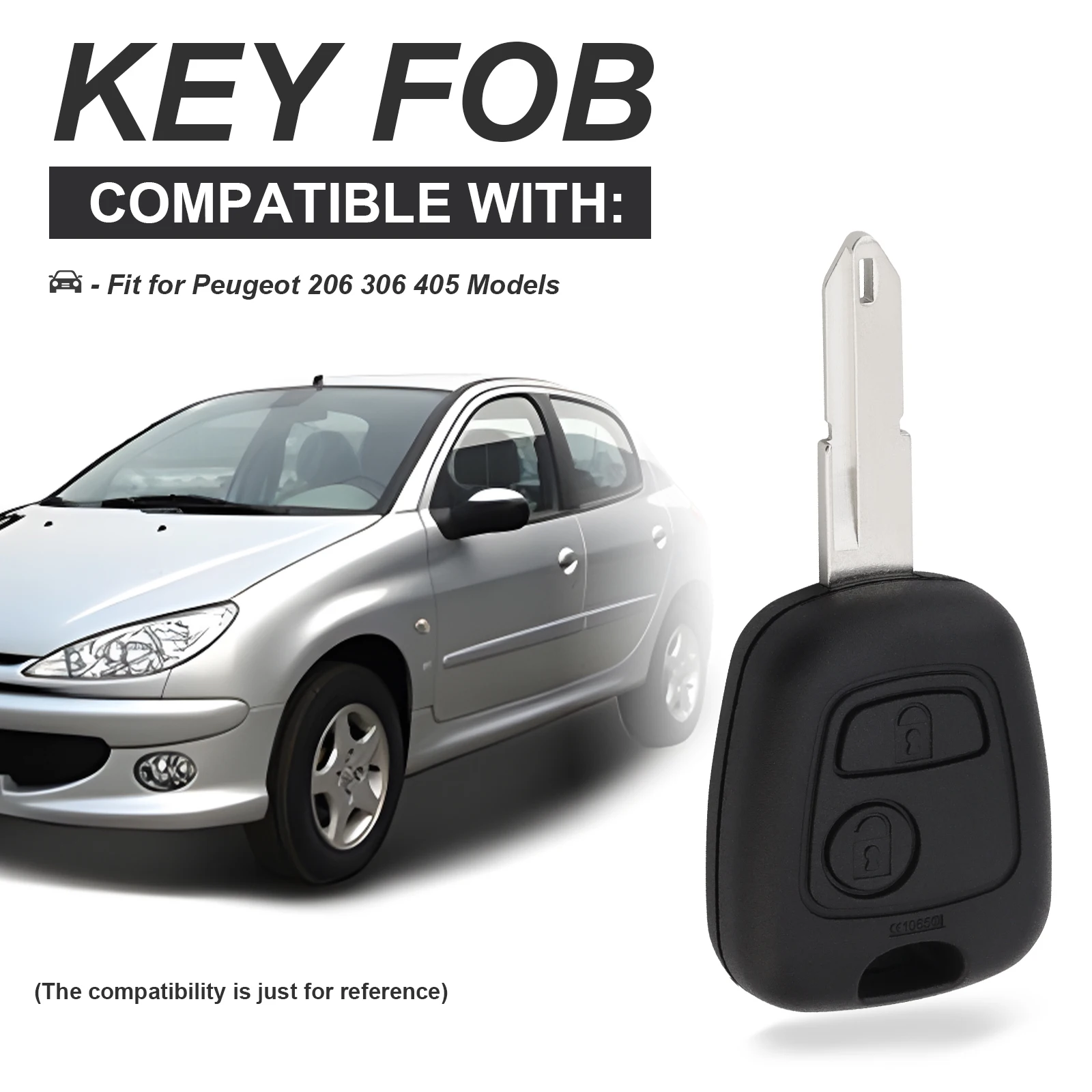 433MHz 2 Buttons Uncut Flip Car Key Fob Keyless Entry Remote Replacement Fit for Peugeot 206 /306/405 Models 2007-2017 ID46 Chip