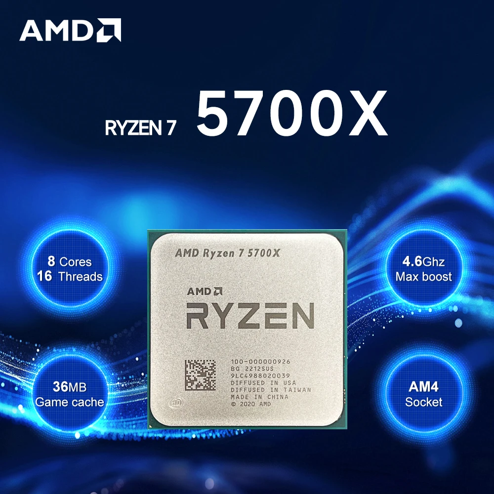 AMD Ryzen 7 5700x Baru CPU 8-Core 16-Thread 4.6GHz Prosesor 7NM L3=32M 100-000000926 R7 5700X Soket AM4 DDR4 tanpa kipas