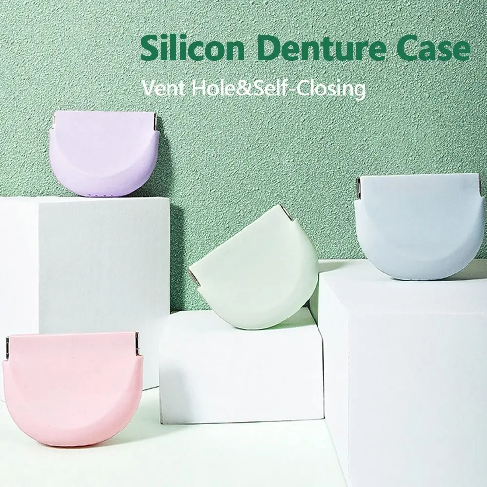 Braces Box Orthodontic Retainer Case Cleaning Box Denture Bag Denture Bathing Box False Teeth Storage Box Silicon Denture Case