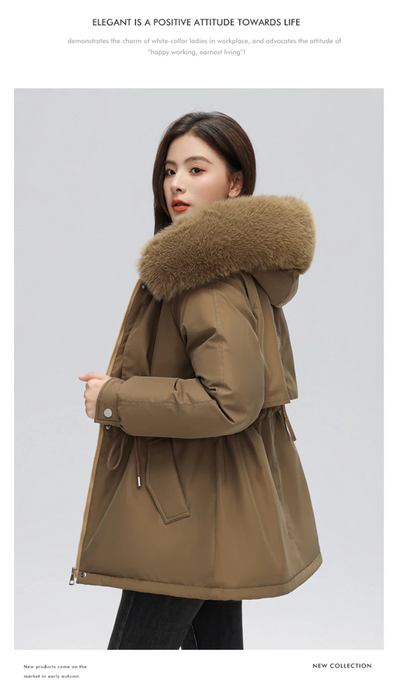 Winter Coat New Women's Thick Cotton Jacket Women's Medium Long Korean Version Fur Collar Coat Female Warm Parka Overcoat