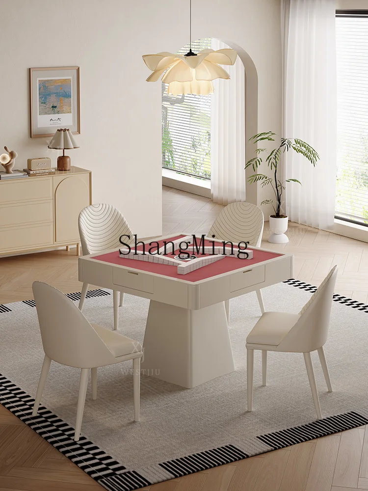 

SM exquisite high-end cream style mahjong table dining table dual-purpose living room home multi-functional new model