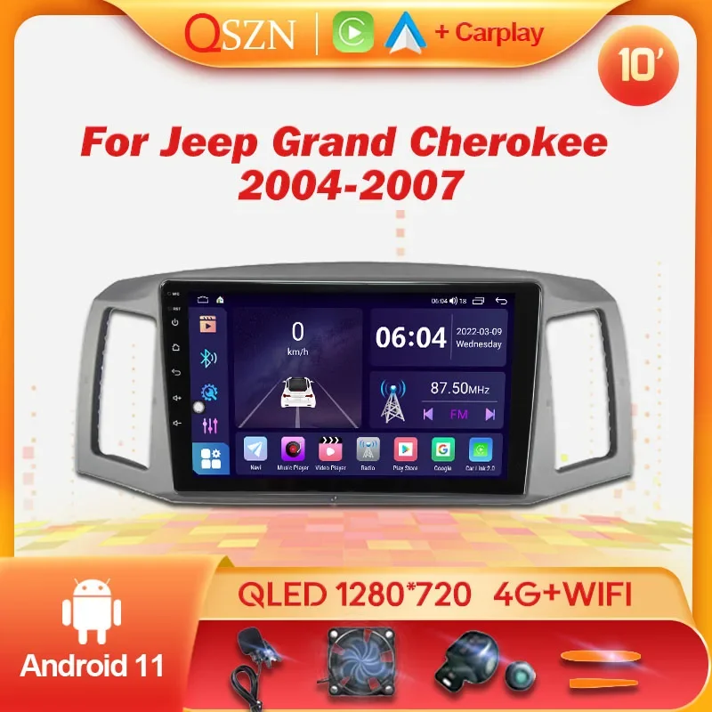 QSZN Car Radio Android 10 Multimedia For Jeep Grand Cherokee 2004-2007 Stereo Carplay Autoradio GPS Navigation 4G WIFI Player