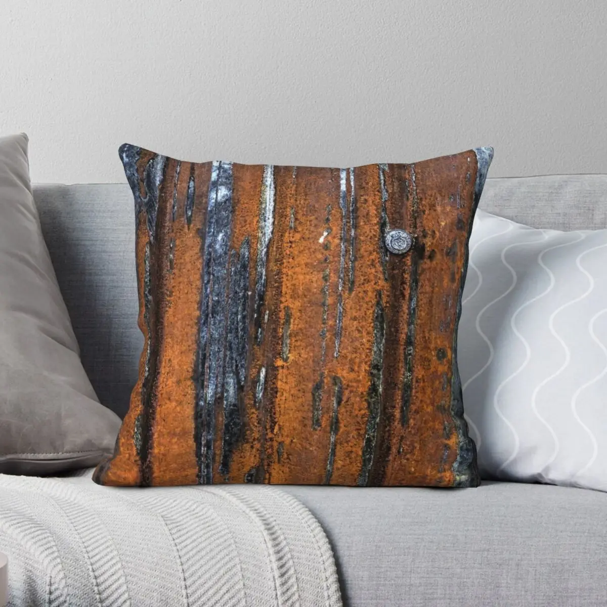 Rust Wood Square Pillowcase Polyester Linen Velvet Pattern Zip Decorative Pillow Case Home Cushion Cover