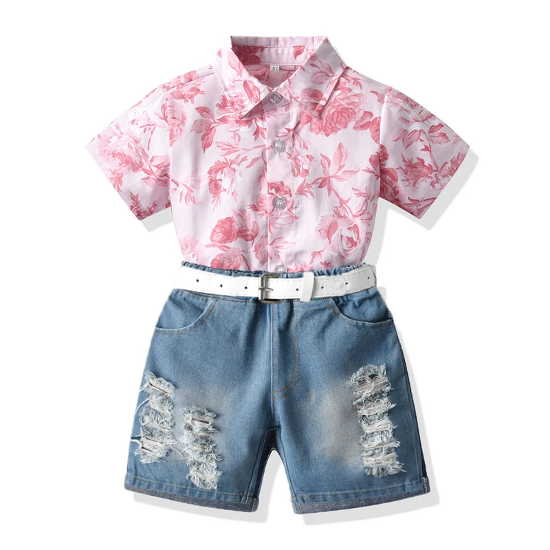 top and top Baby Brother and Toddler Sister Matching Sets Printed Style Kids Boys Gentleman Shorts Suits Girls Pricess Dress