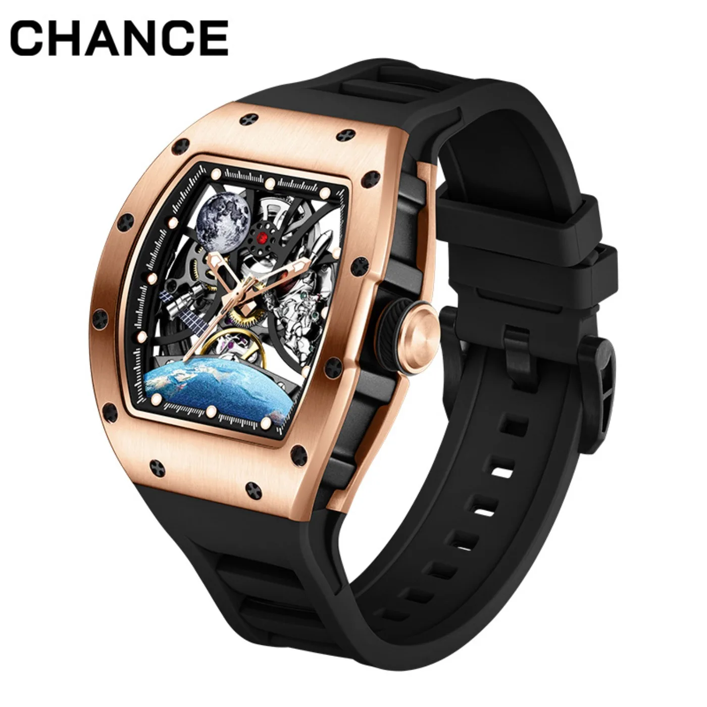 CHANCE Automatic Movement Mechanical Wrist Watches Men Hollow Design Waterproof Watch High Quality Automatic Watches 919014