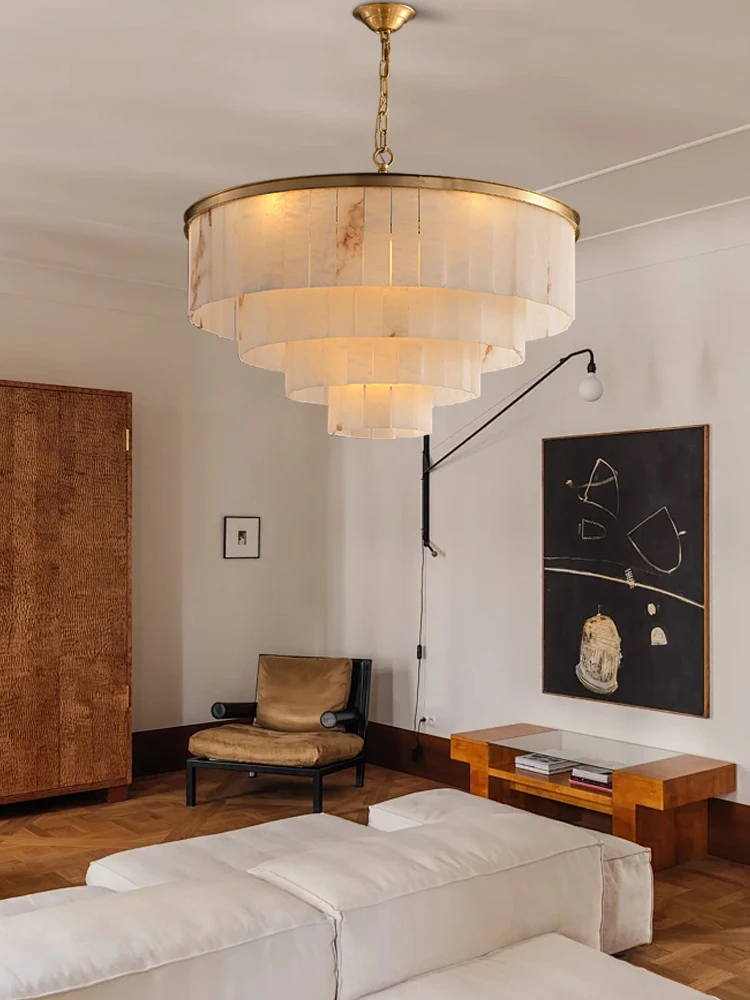 Luxury Modern Chandelier Brass Marble Classic Room Decor with This Vintage Alabaster Chandeliers Round Lamparas Lustres