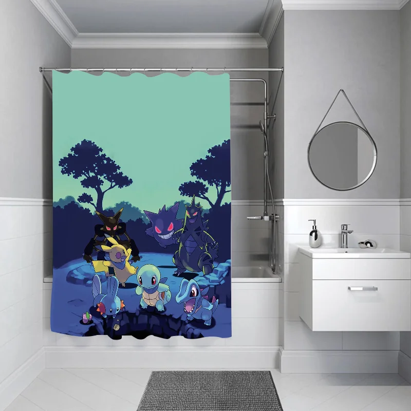 Opaque Waterproof Fabric Bathroom Curtains in the Bathroom Shower Curtains for the Home P-pokemones Shade Curtain Accessories