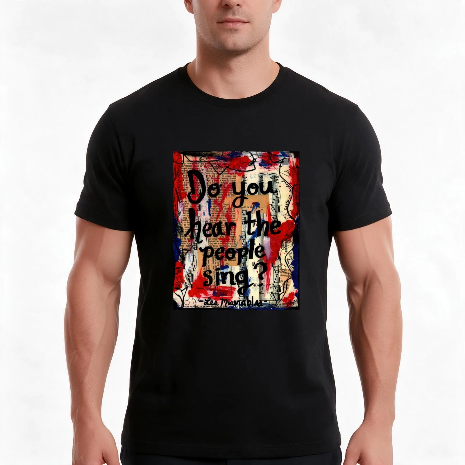 Les Miserables broadway musical theater theatre quote lyrics painting T-Shirt, Summer Casual Cotton Tee, Vintage Graphic Print