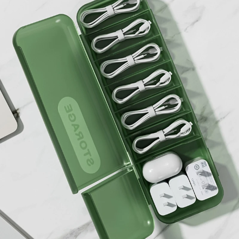 حافظة منظم كابلات البيانات الشفافة، منظم بطاقات مقاوم للغبار مع صندوق تجميع غطاء للمكتب والمنزل #3