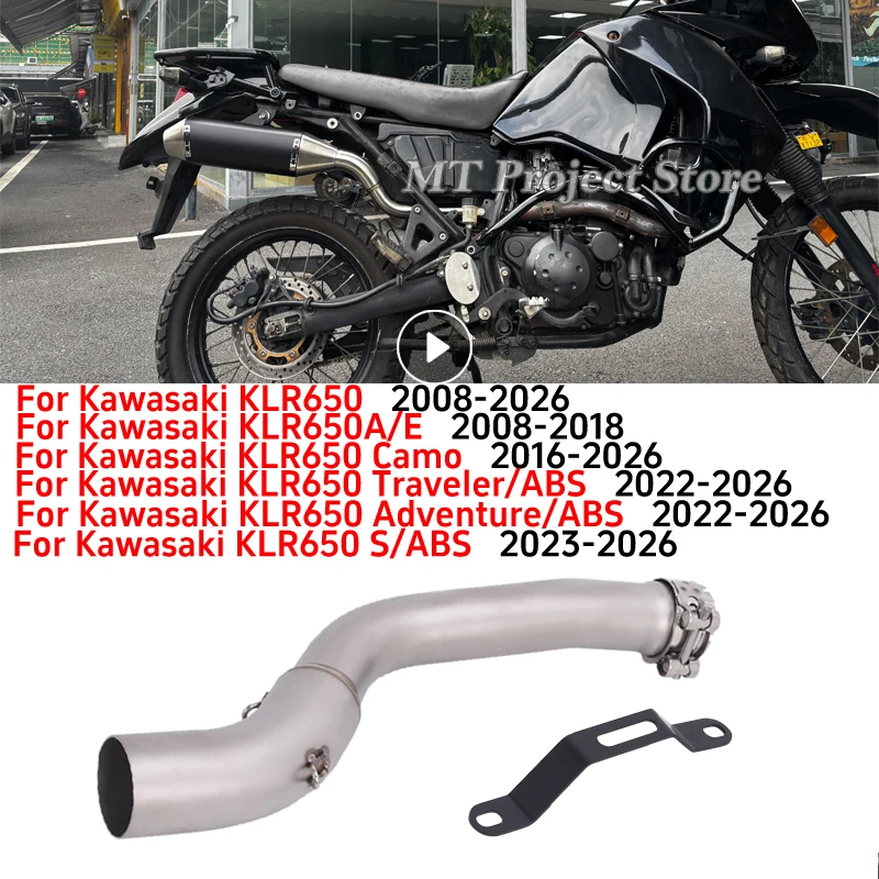 Motorrad-Auspuffanlage Schalldämpfer Moto Modifiziertes 51mm Mittelrohr Slip-On für KAWASAKI KLR 650 KLR650 2008 - 2018