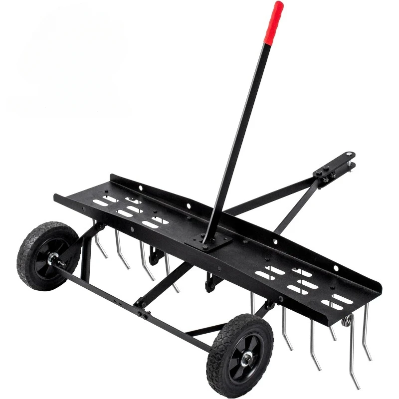 Suchtale 40inch Tow Behind Dethatcher with 20 Spring Steel Tines,Lawn Sweeper Garden Grass Tractor Rake Removes Thatch