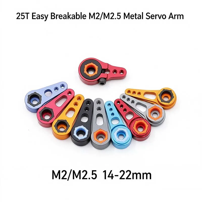 2PCS 25T Metal Servo Arm Horn M2/M2.5 14–22mm Standard, for 500–700 Class RC Models