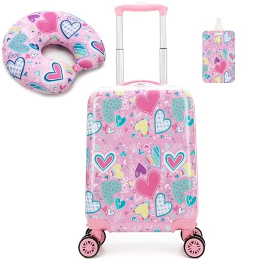 

Kid's Luggage Set 16inch 2 Pcs Suitcase Set Hardside Luggage with Spinner Wheels Girls Carry on Toddler Travel Rolling Suitcase