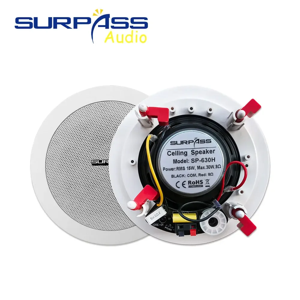 Public Address System 6inch In-Ceiling Speaker Mount Installation Iron Grille Cover 6''+1'' Coxial Speaker PA System Players