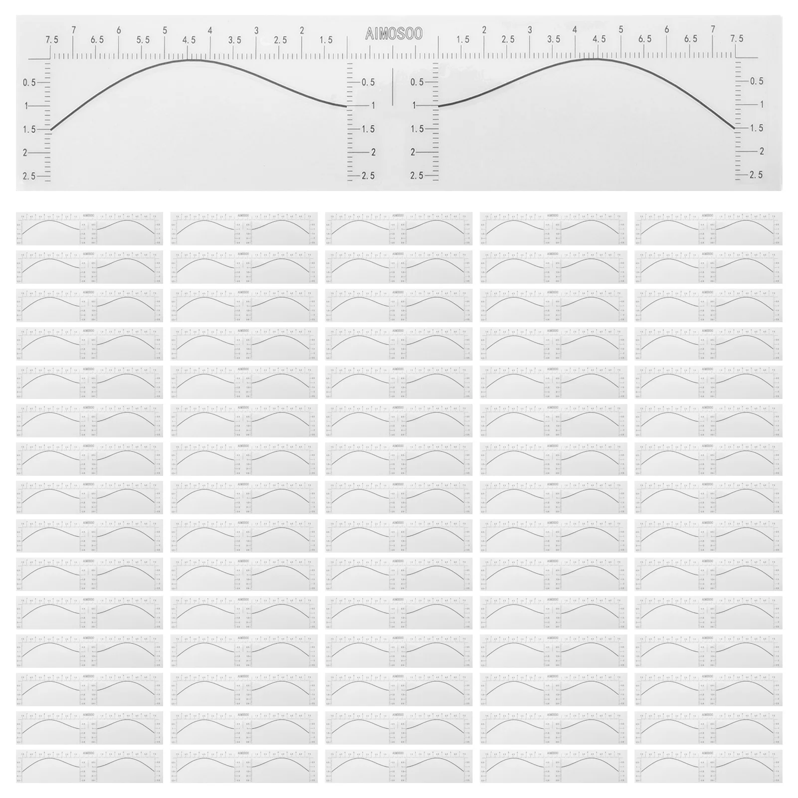 

100Pcs Eyebrow Ruler Stickers Precision Disposable Adhesive Brow Mapping Tool for Symmetrical Measurement Eyebrow Stencil