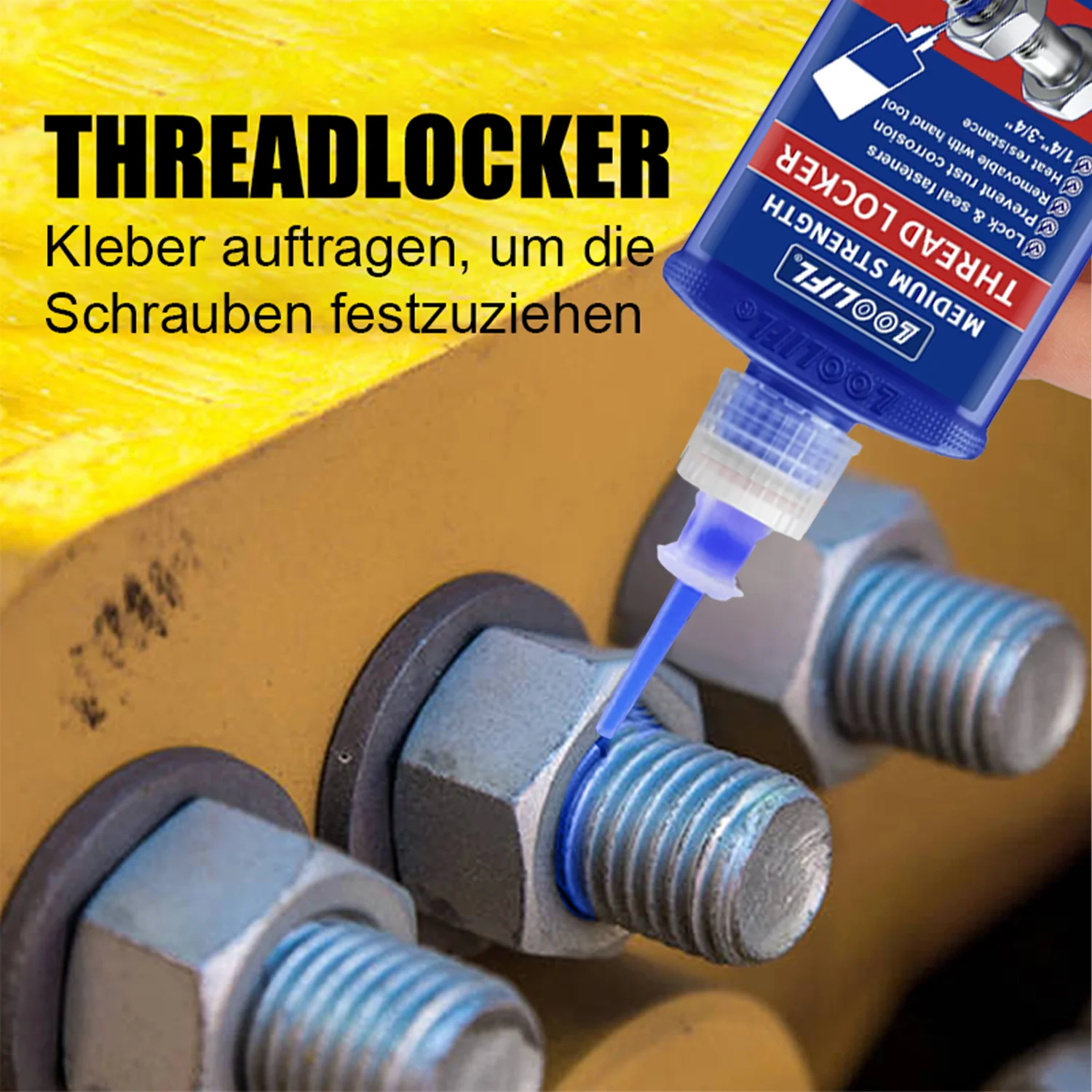 LOOLIFL, 243 Medium Strength, Thread Locking Agent, Anaerobic Adhesive, Waterproof, Rust Proof, Oil Resistant, Detachable