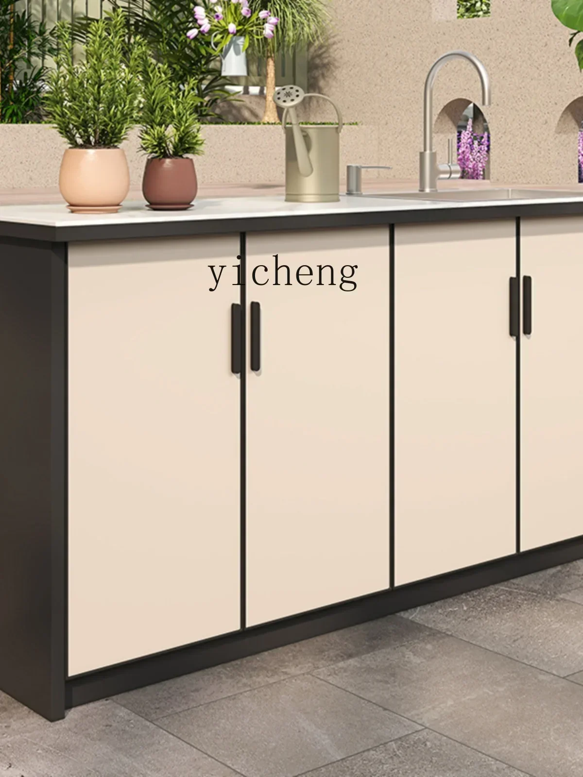 space aluminum rock slab wash basin cabinet outdoor storage cabinet cleaning tool cabinet