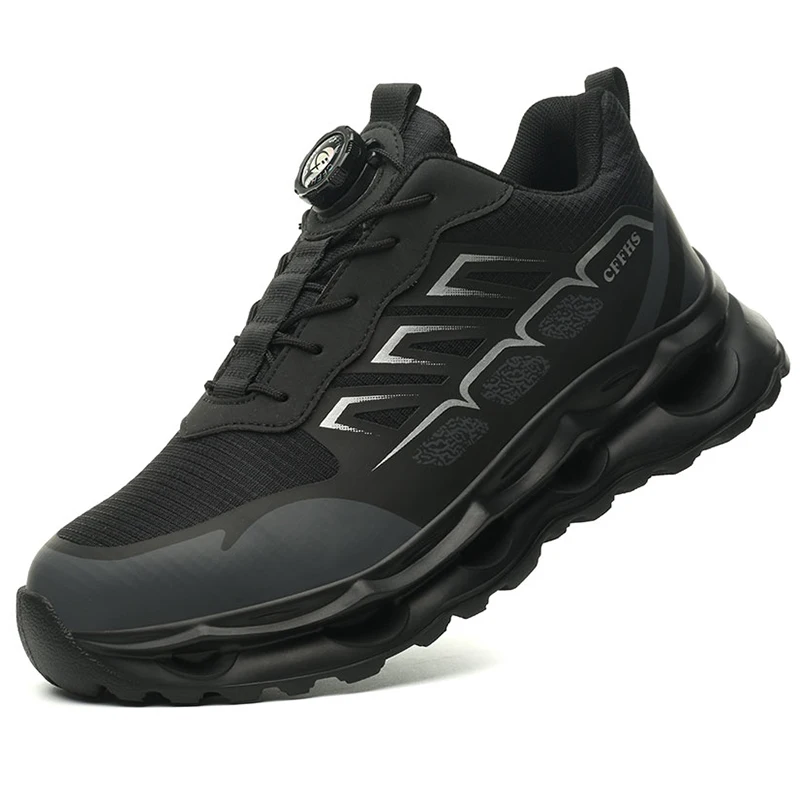 Men Rotating Button Safety Shoes Steel Toe Work Sneakers Indestructible Shoes Puncture-Proof Work Boots Air Cushion Safety Shoes