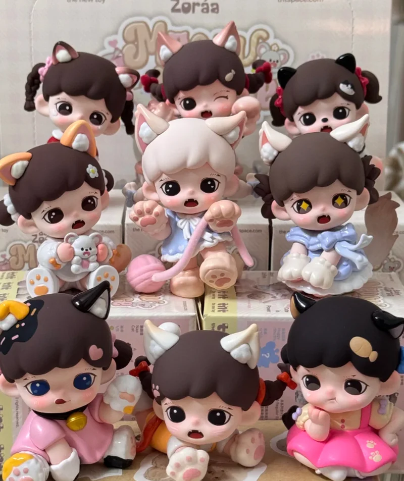 

Authentic Zoraa Meow Cat Face Mini Figure Blind Box Trendy Toy Collectible Cute Doll Birthday Gift for Girls