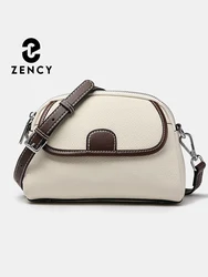 Zency Genuine Leather Women's Handbag Small Tote Bag Female Crossbody Fashion Lady Shoulder Handbags Satchel Purse Milk White