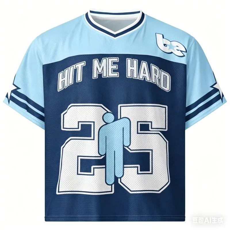 

2026 Unisex Football Jersey T-Shirt Breathable Mesh Short Sleeve Streetwear Casual Sports Tee with "HIT ME HARD AND S9FT"