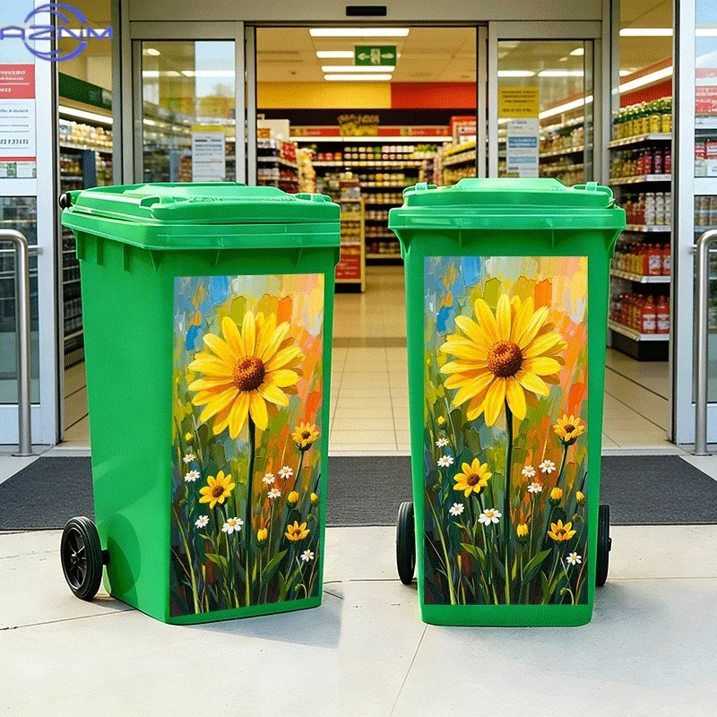 2D Flat Printing 1pc Trash Can Sticker 
