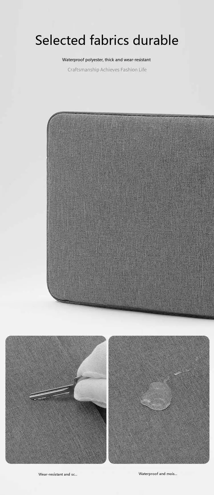 Laptop-Hülle 11-16 Zoll Oxford-Stoff Schutztasche für Notebook mit Fleecefutter – Detail 6