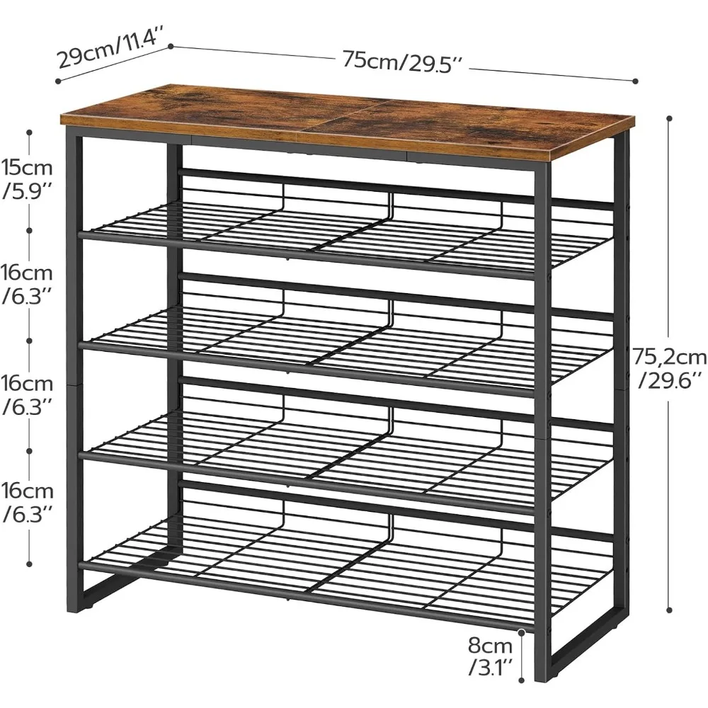 Shoe Rack, 5 Layer Shoe Organizer, Adjustable Shoe Rack, Flat or Slanted, Holds 16-20 Pairs, Stable Durable Entry Way, Closet